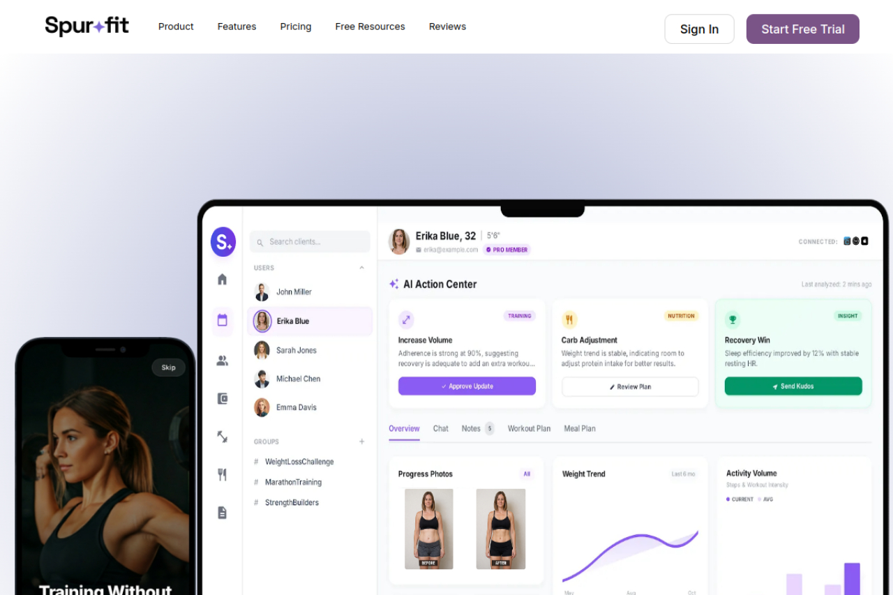 Spur Fit website screenshot