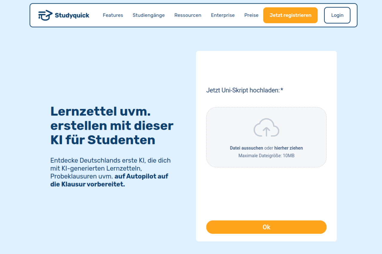 Studyquick website screenshot