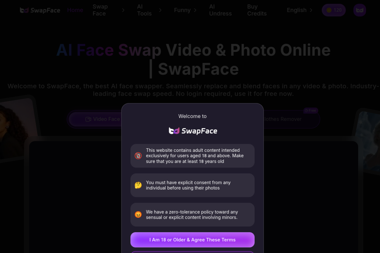 Swapfaces Ai website screenshot