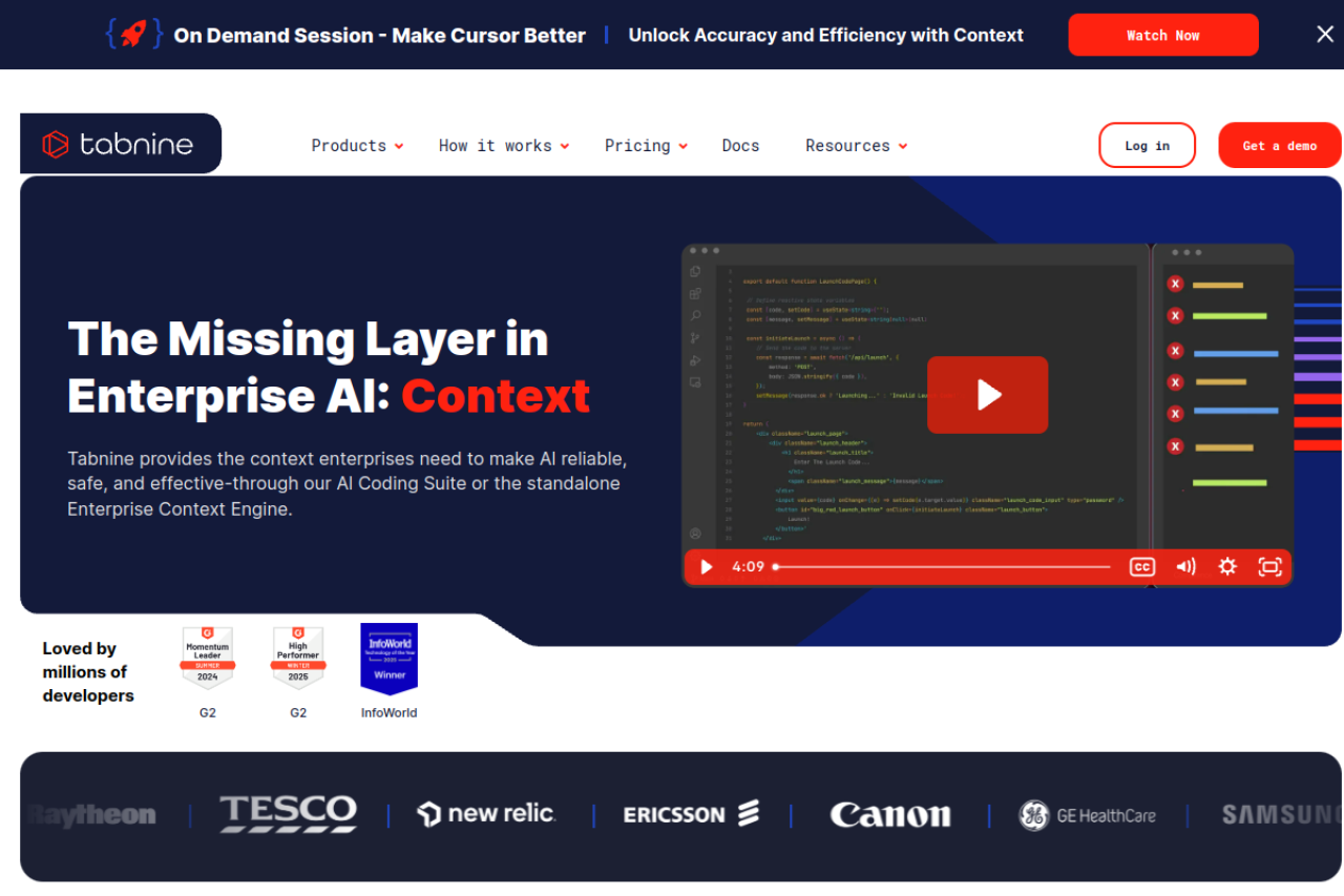 Tabnine website screenshot