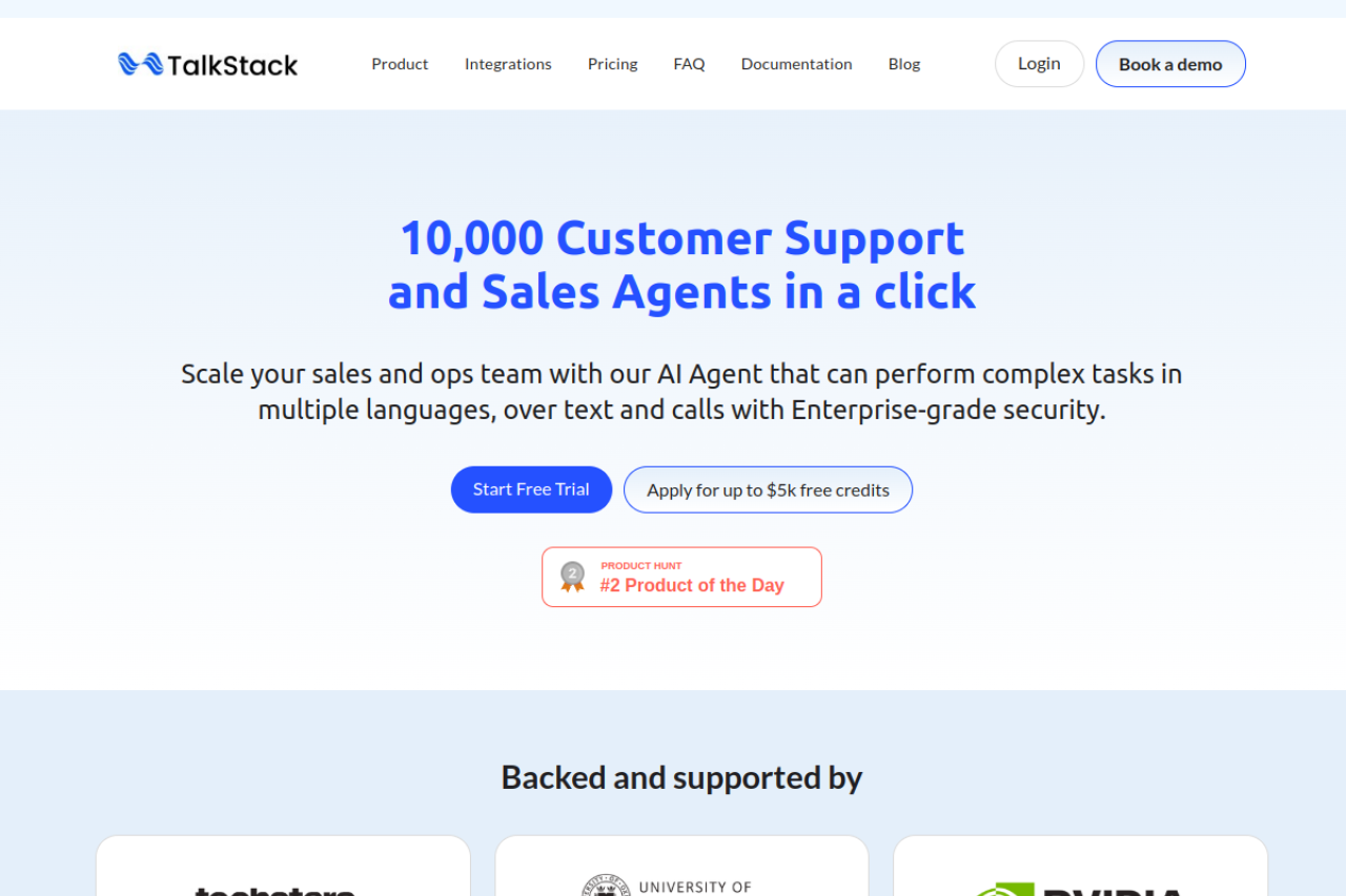 Talkstack Ai website screenshot