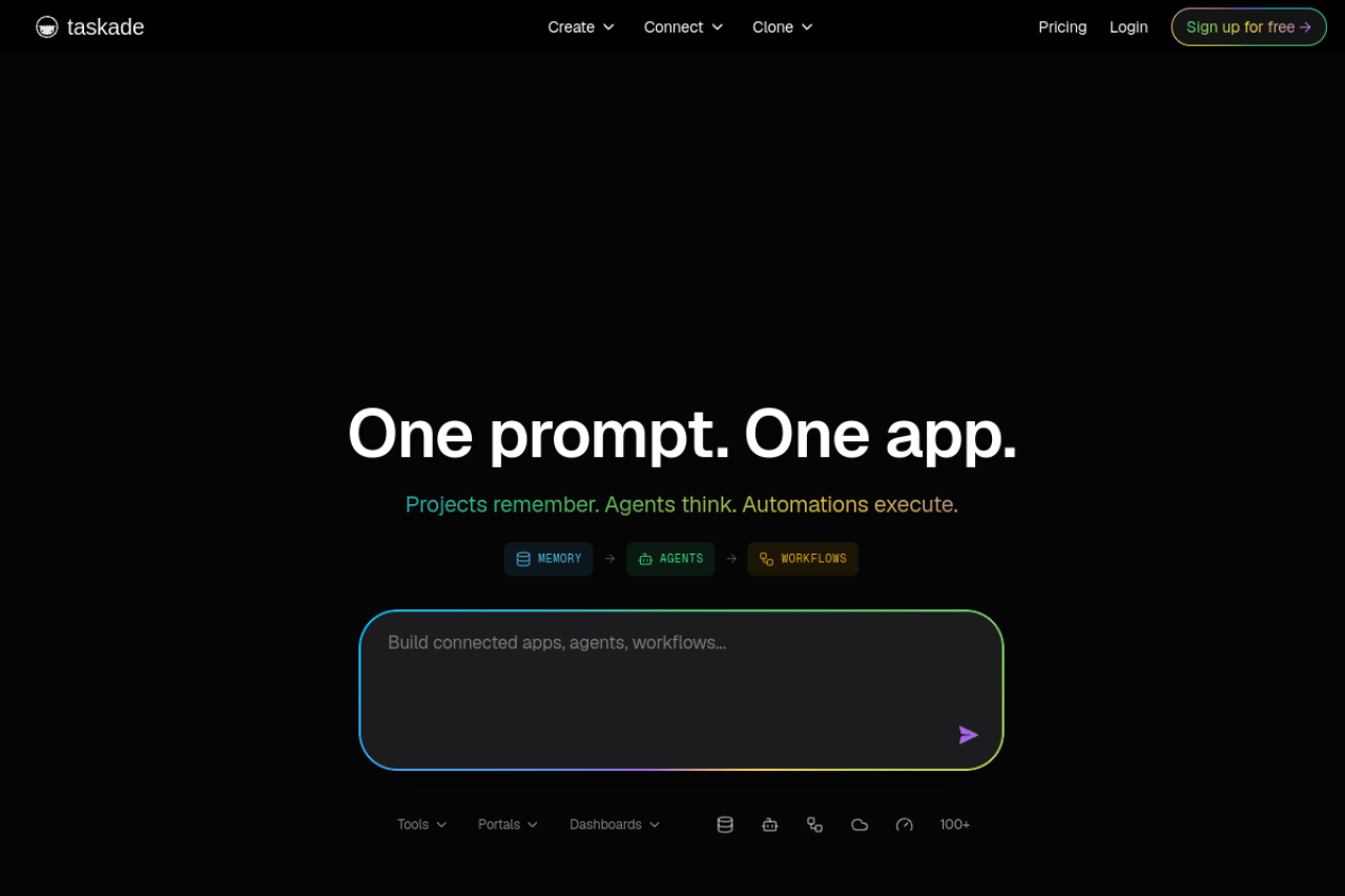 Taskade website screenshot