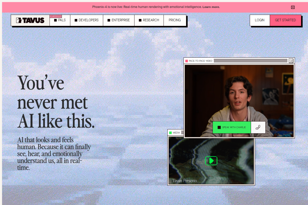 Tavus website screenshot