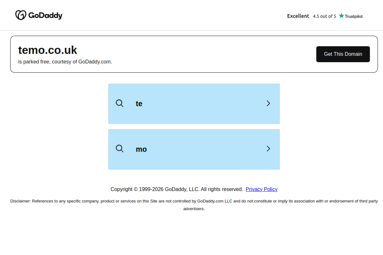 Temo website screenshot