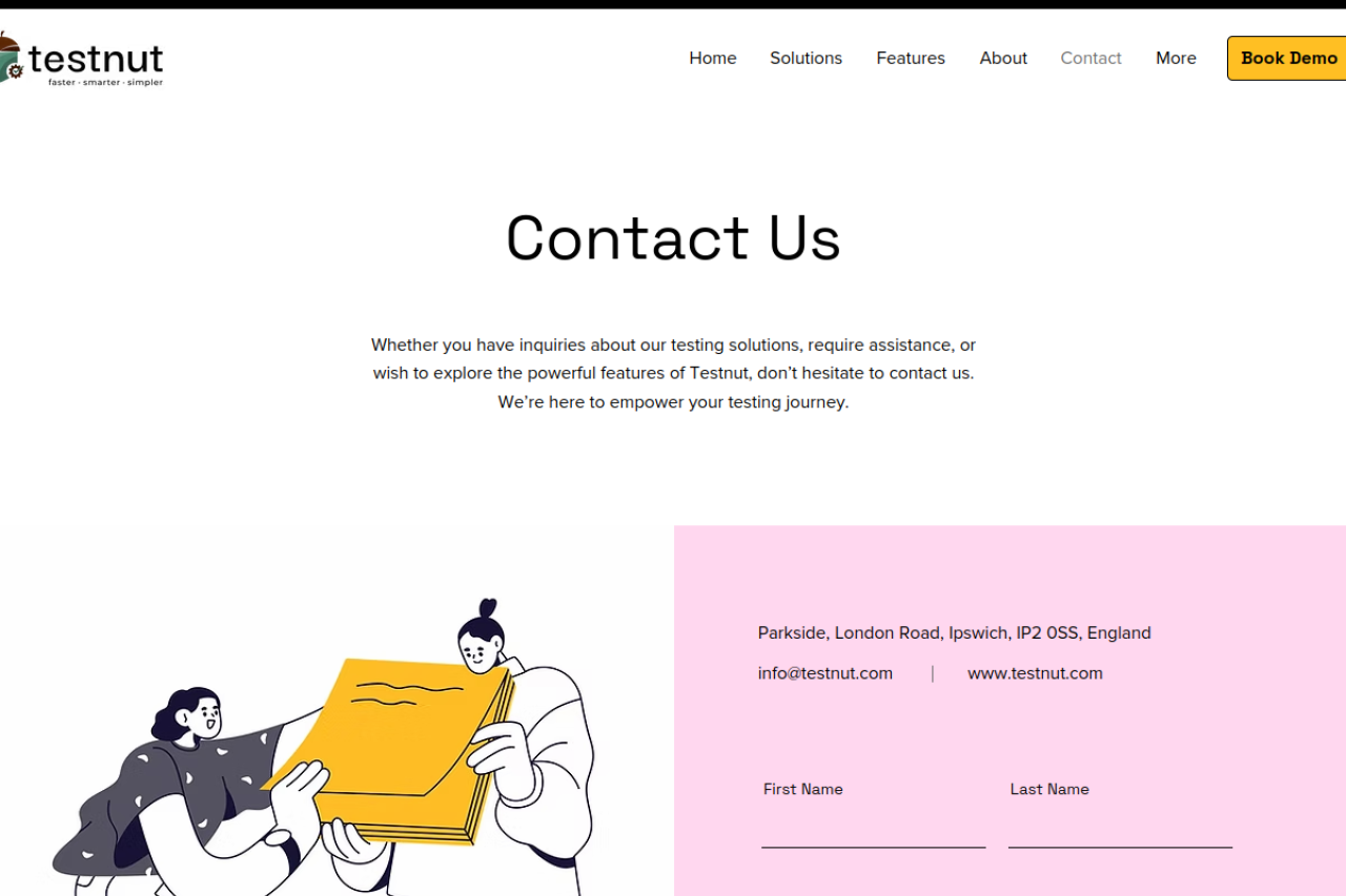 Testnut website screenshot