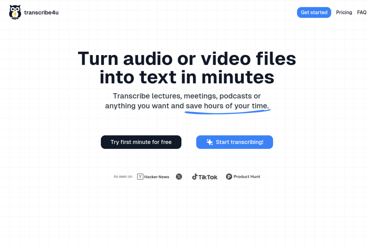 Transcribe4u website screenshot