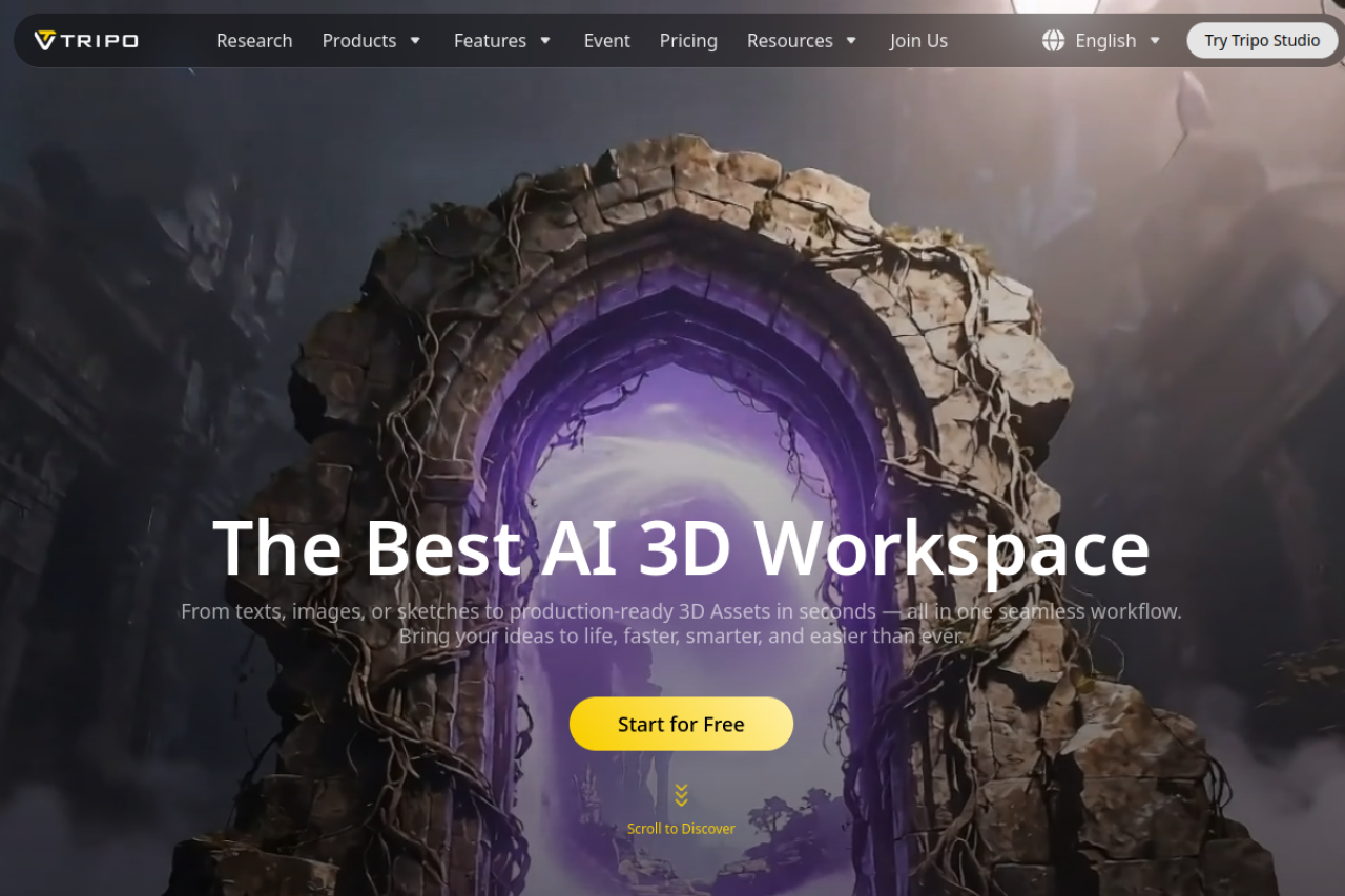 Tripo Ai website screenshot