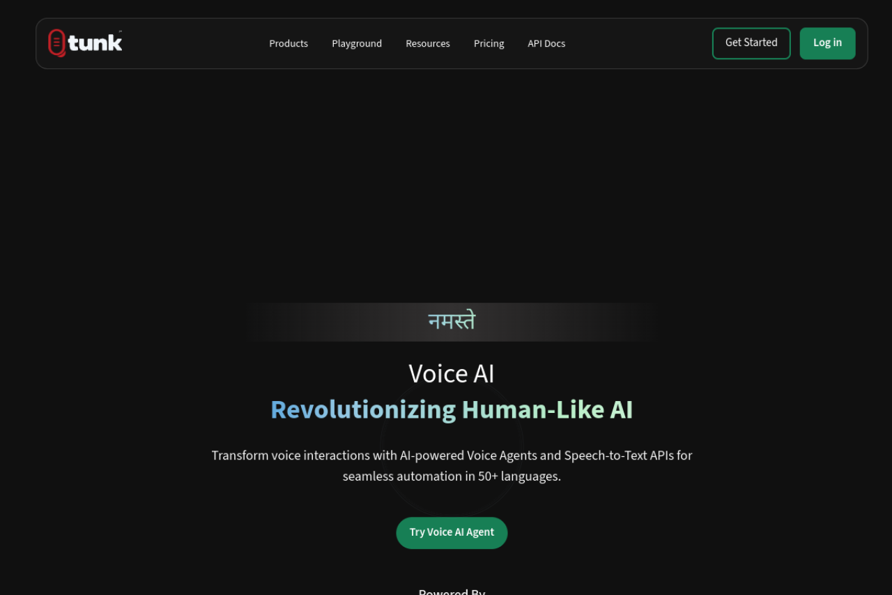 Tunk website screenshot