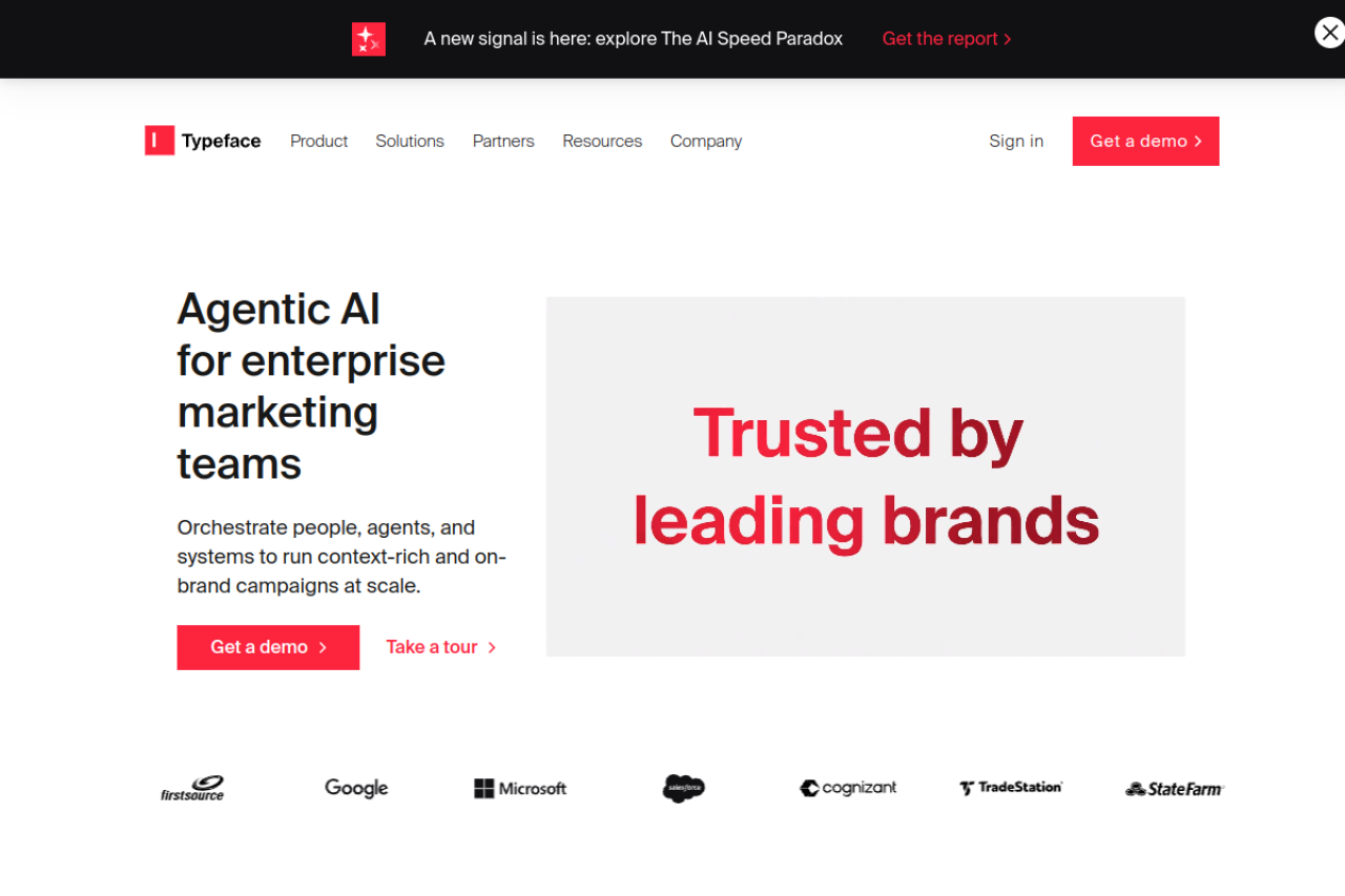 Typeface website screenshot
