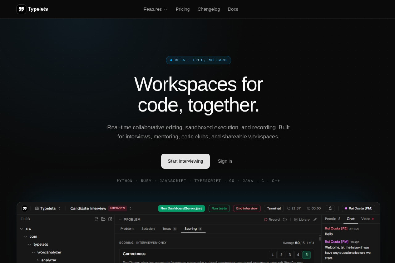 Typelets website screenshot