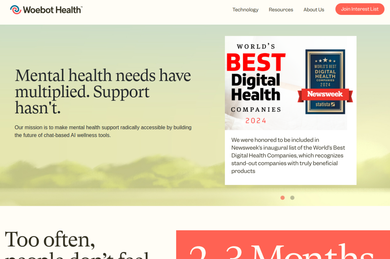 Woebot website screenshot