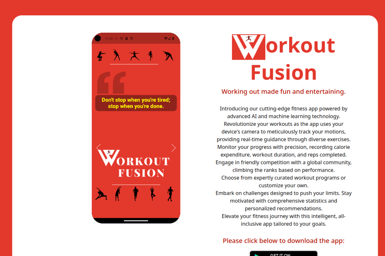 Workout Fusion website screenshot
