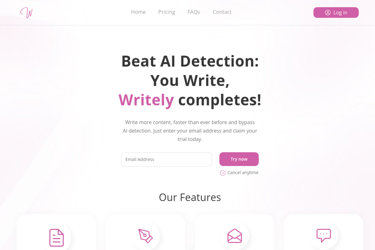 Writely website screenshot