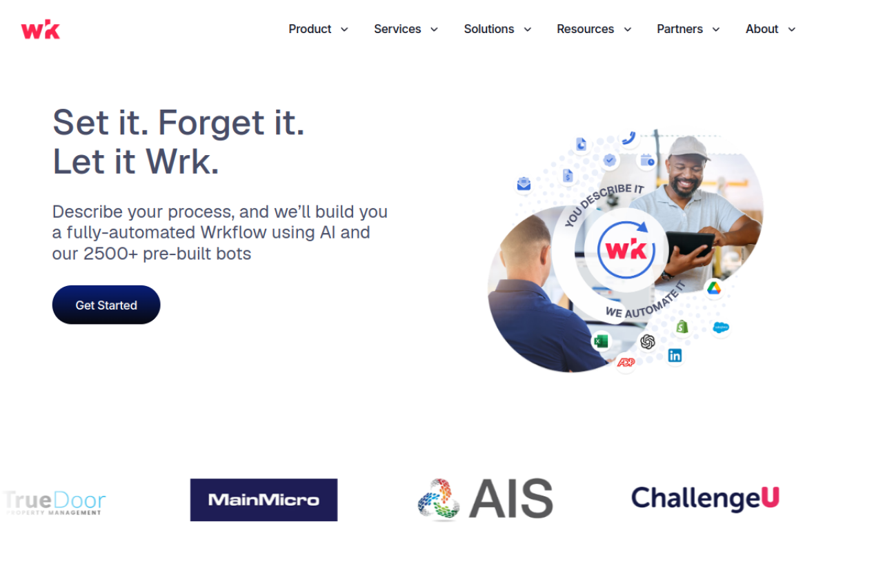 Wrk Automation website screenshot