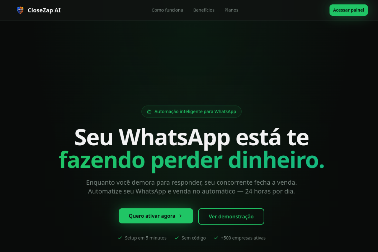 Screenshot do projeto ClozeZap AI Vendedor