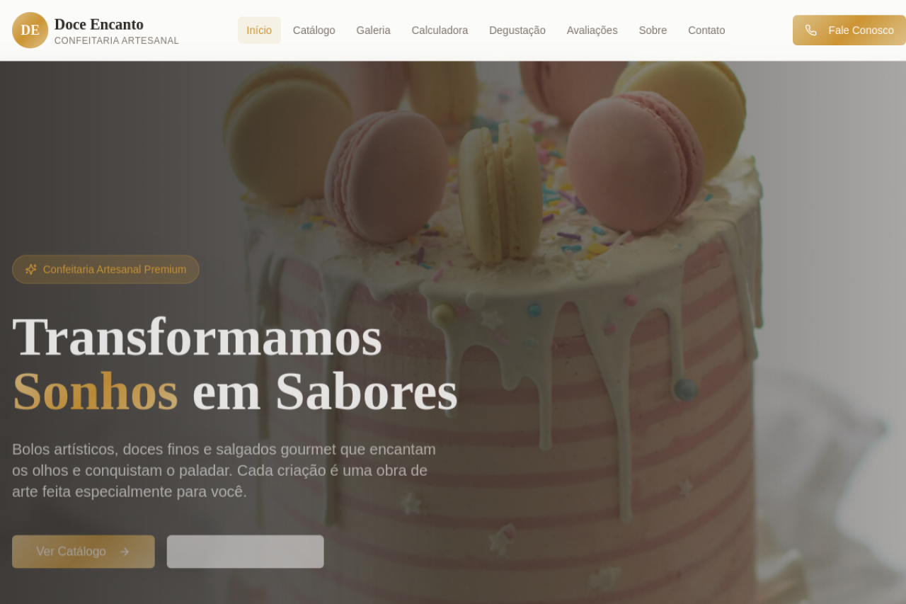 Screenshot do projeto Doces e Bolos