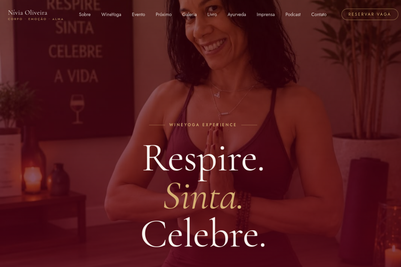 Screenshot do projeto Nívia Oliveira — Yoga e Vinho