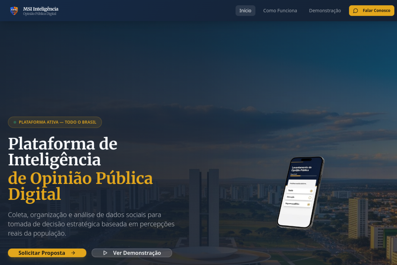 Screenshot do projeto Opinião em Dados