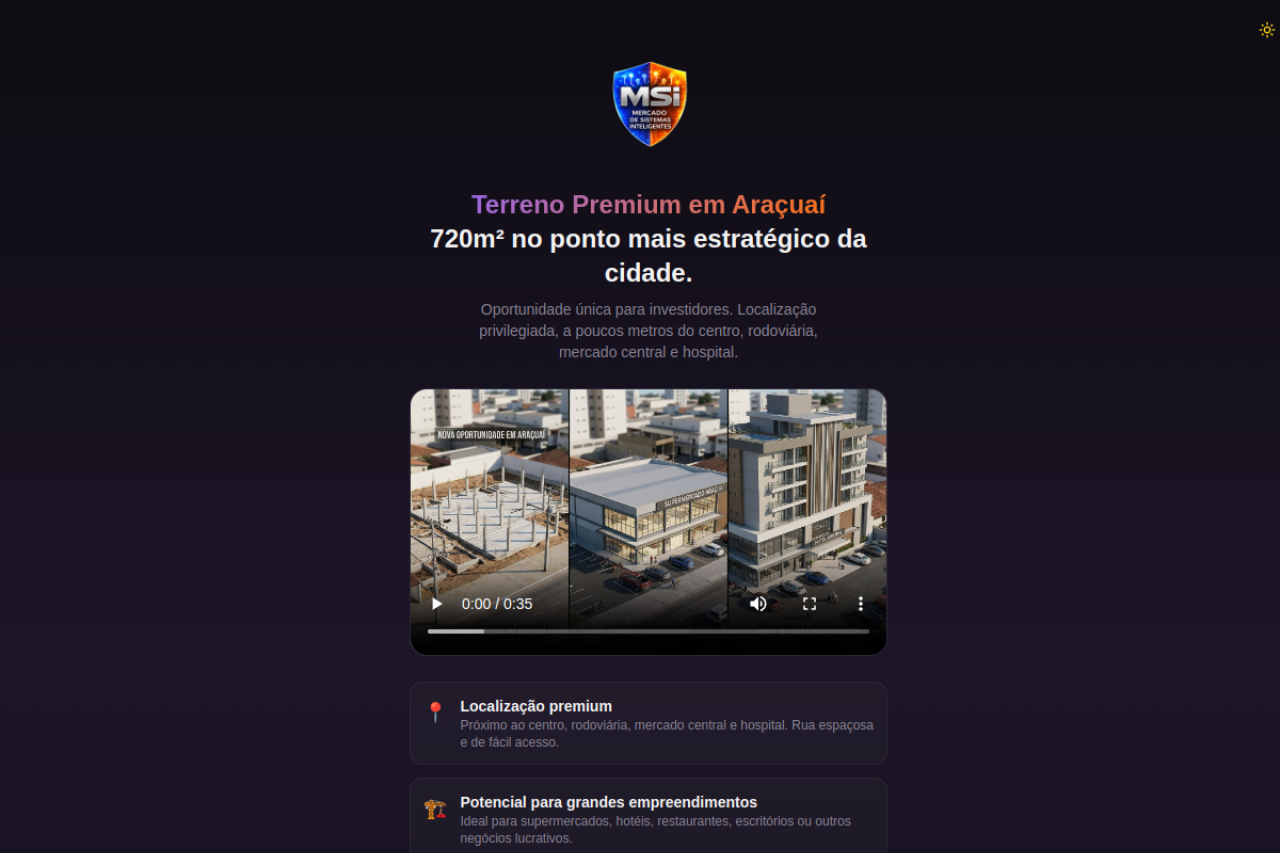 Screenshot do projeto Terrenos Araçuaí