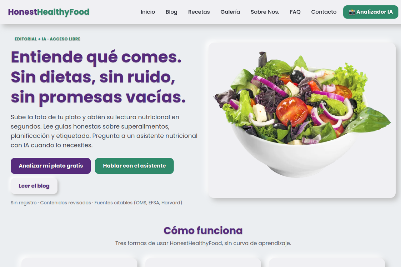 Captura de Honest Healthy Food