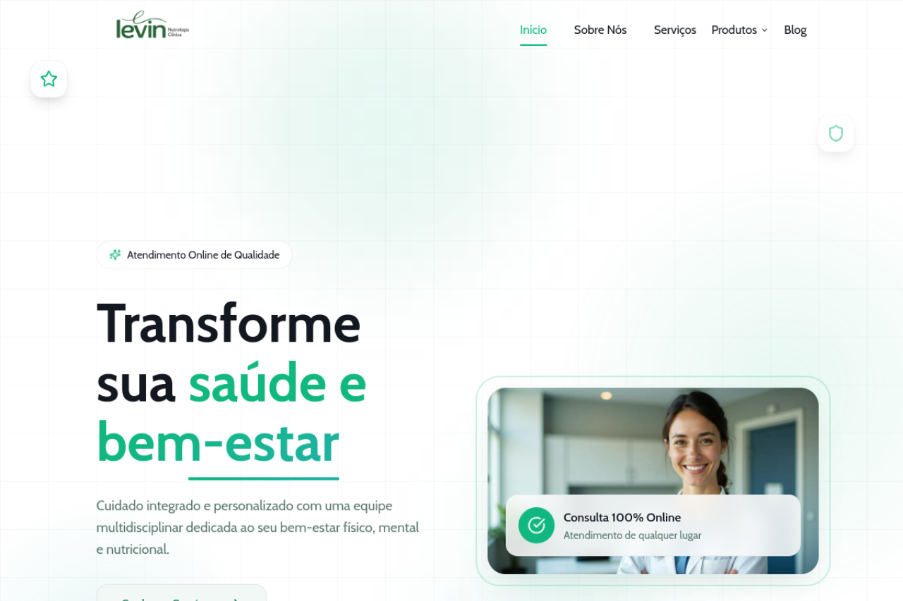 Captura real do site Clínica Levin