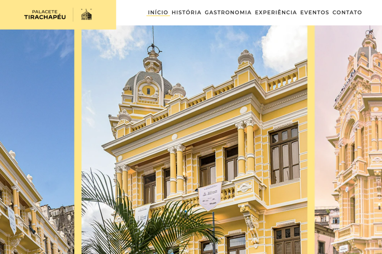 Captura real do site Palacete Tira-Chapéu
