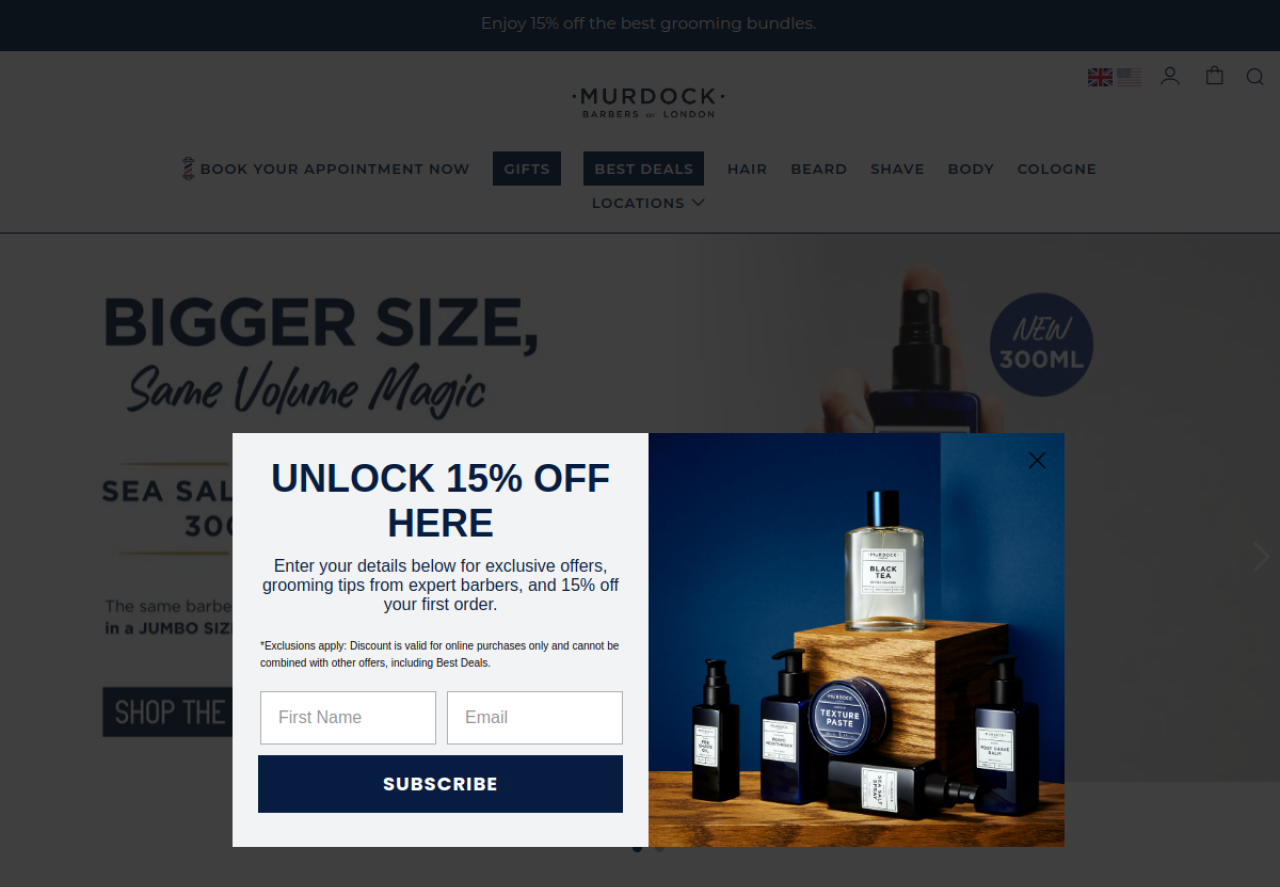 Barbershop website after redesign