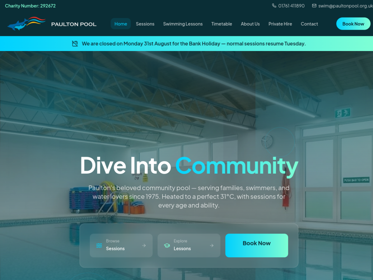 Paulton Pool website — built with AI by OWD Web Design