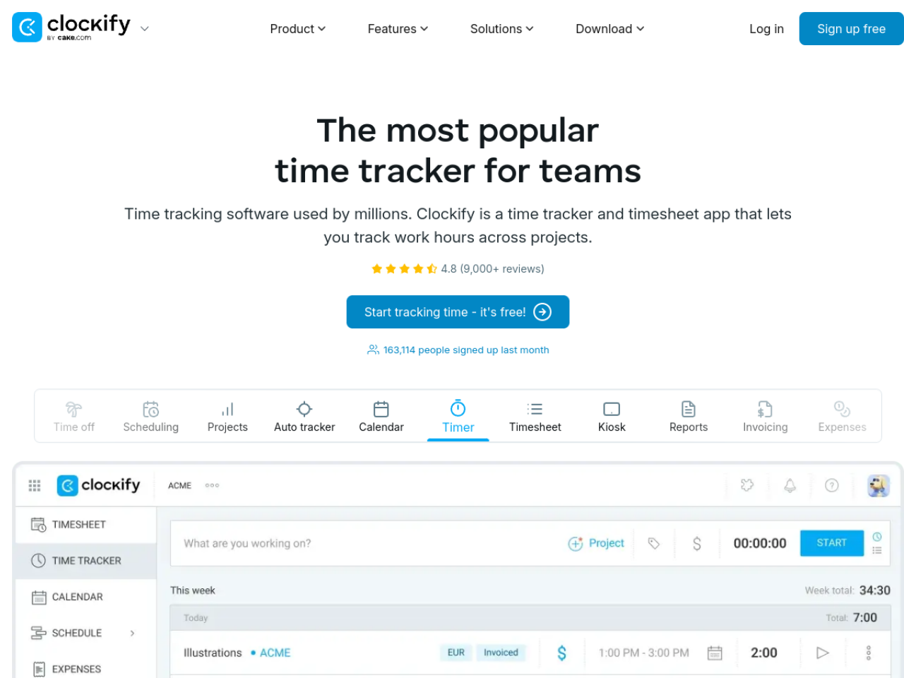 Clockify screenshot 1