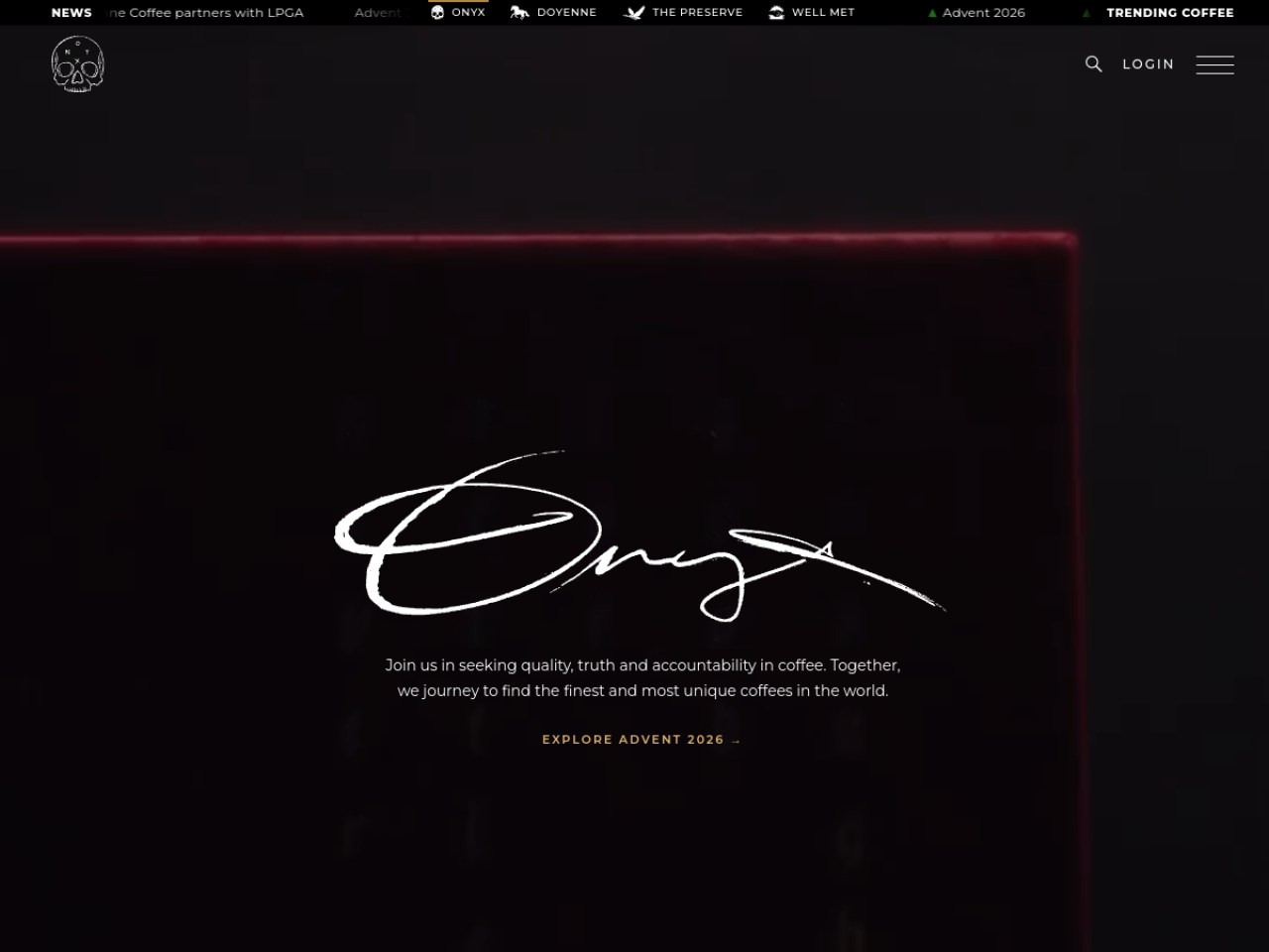 Onyx Coffee Lab 웹사이트 스크린샷