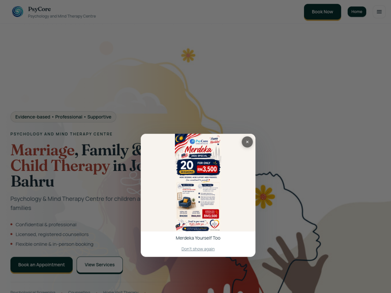 PsyCore website screenshot