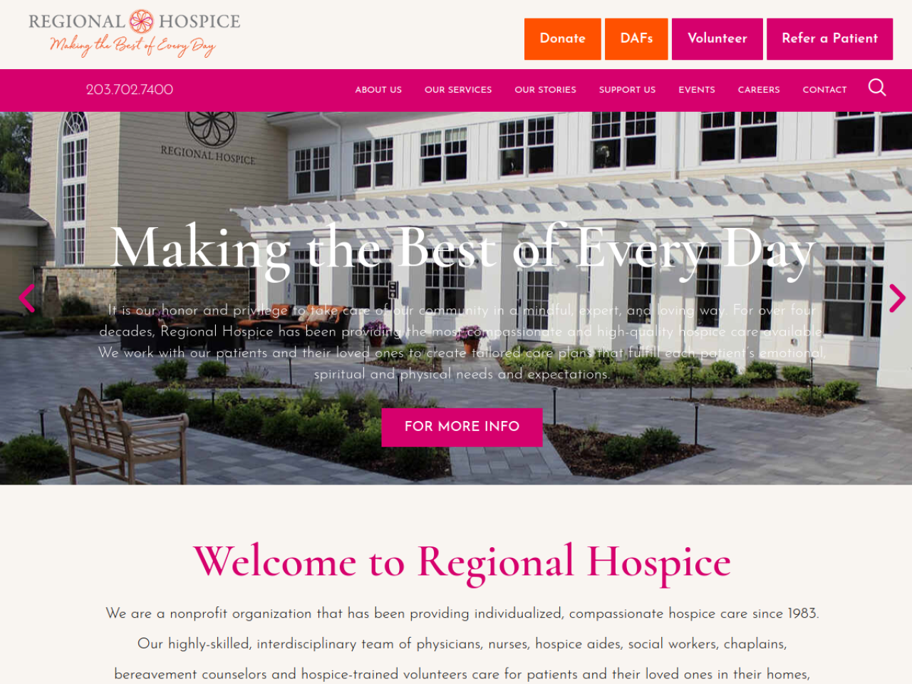 Regional Hospice CT website screenshot