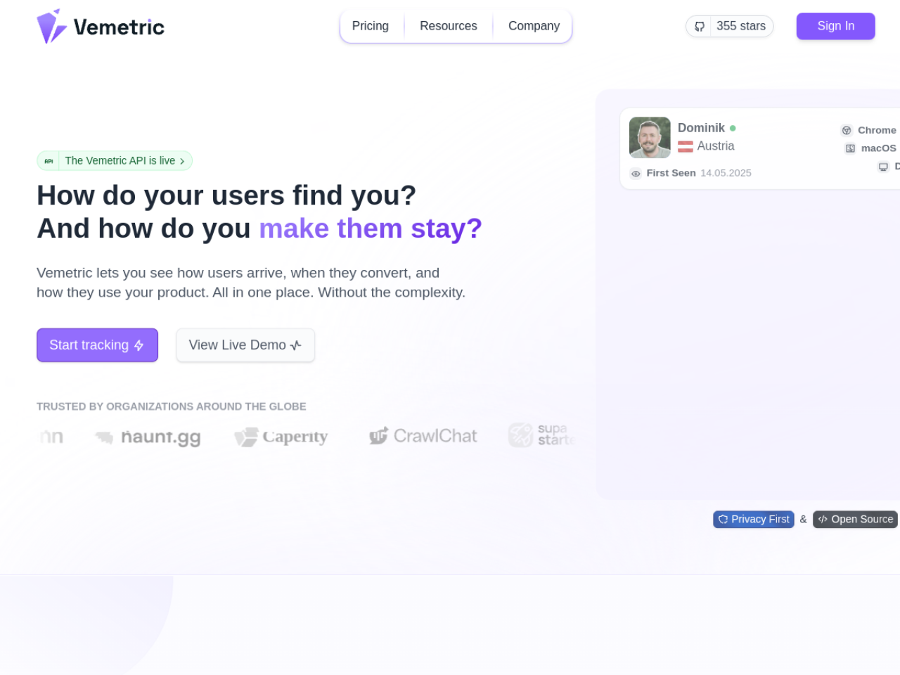 Vemetric screenshot 1