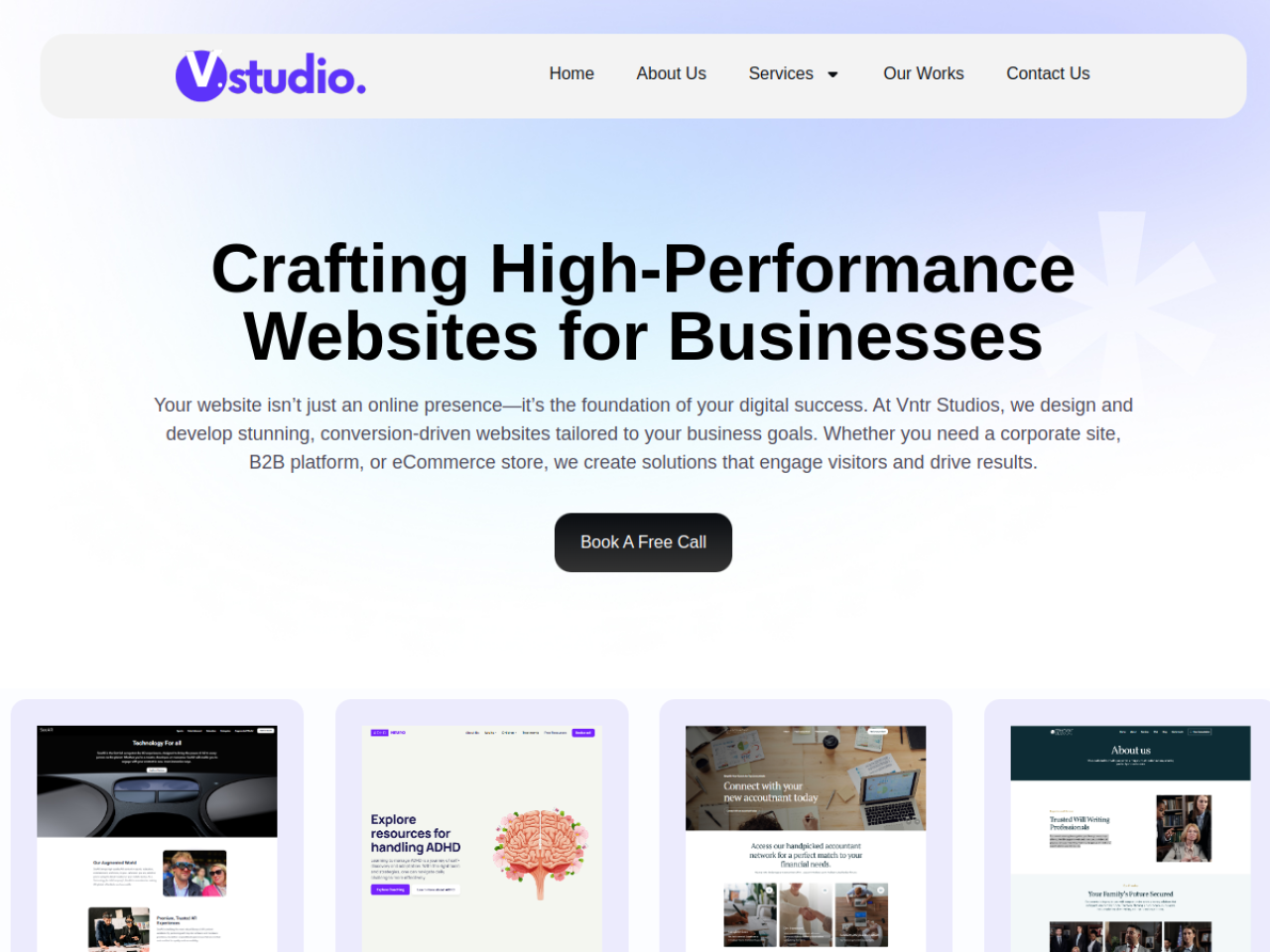 VNTR Studios website screenshot