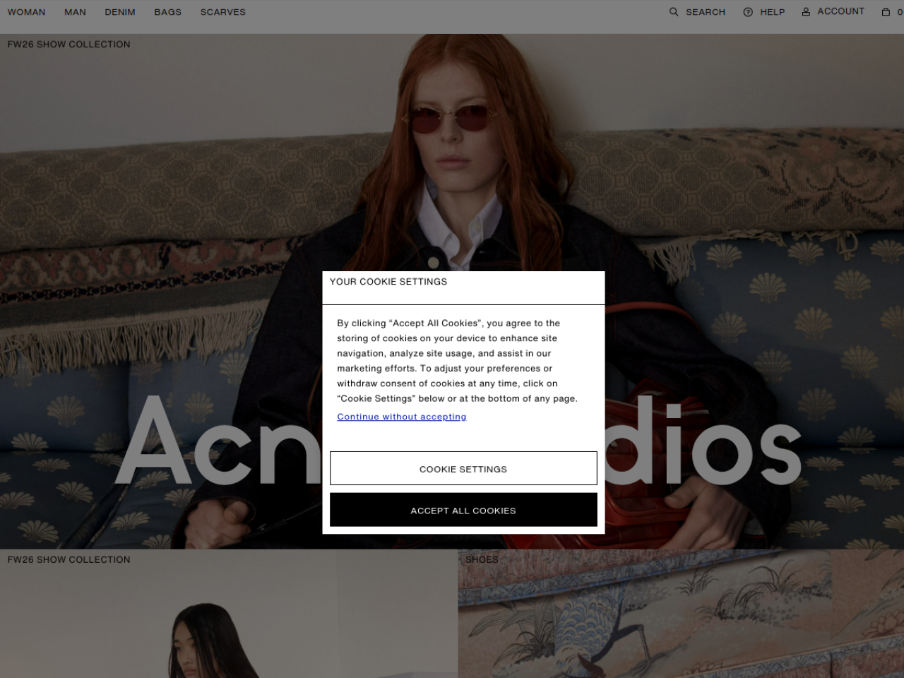 Acne Studios 웹사이트 스크린샷