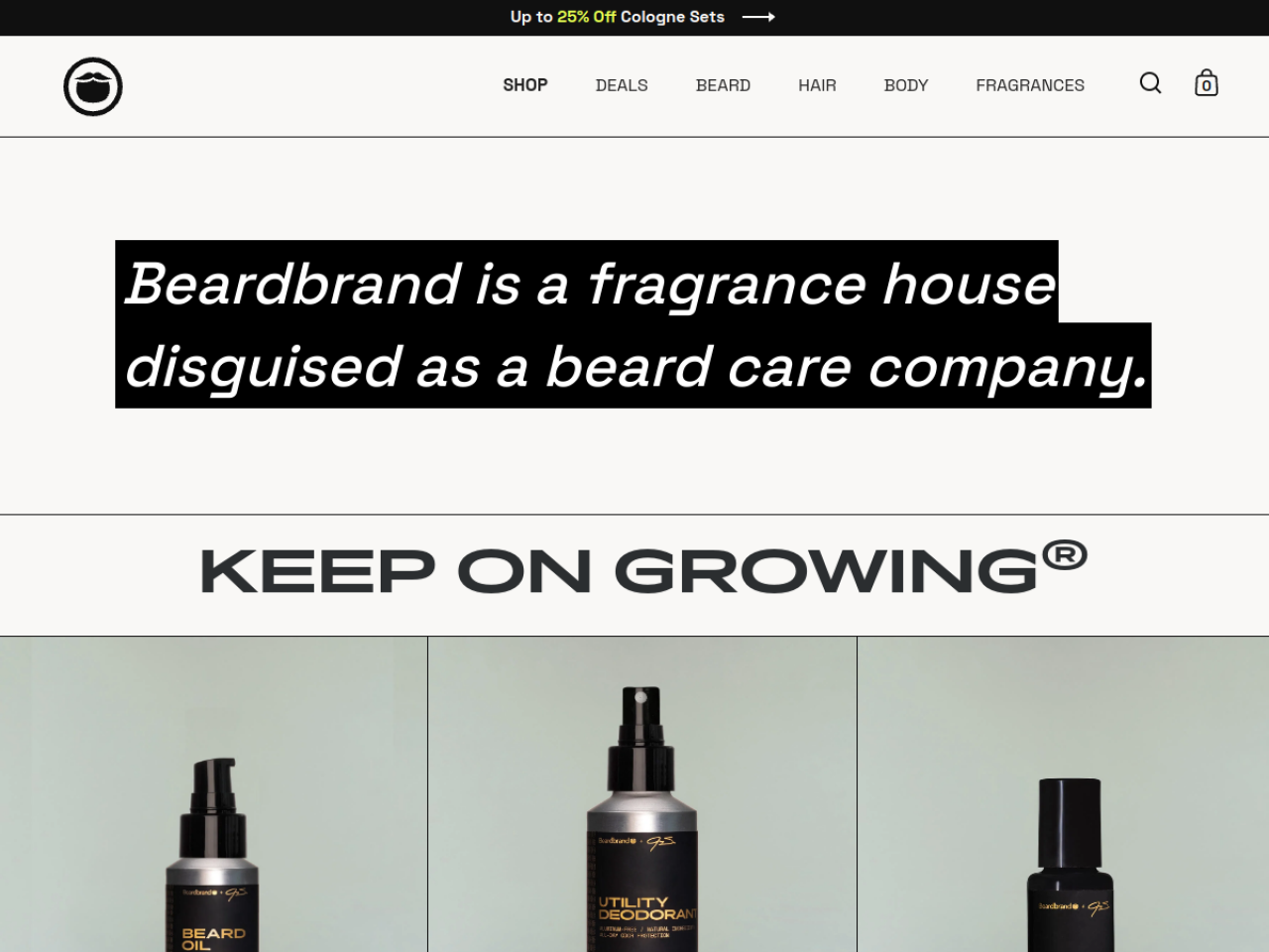 Beardbrand 웹사이트 스크린샷