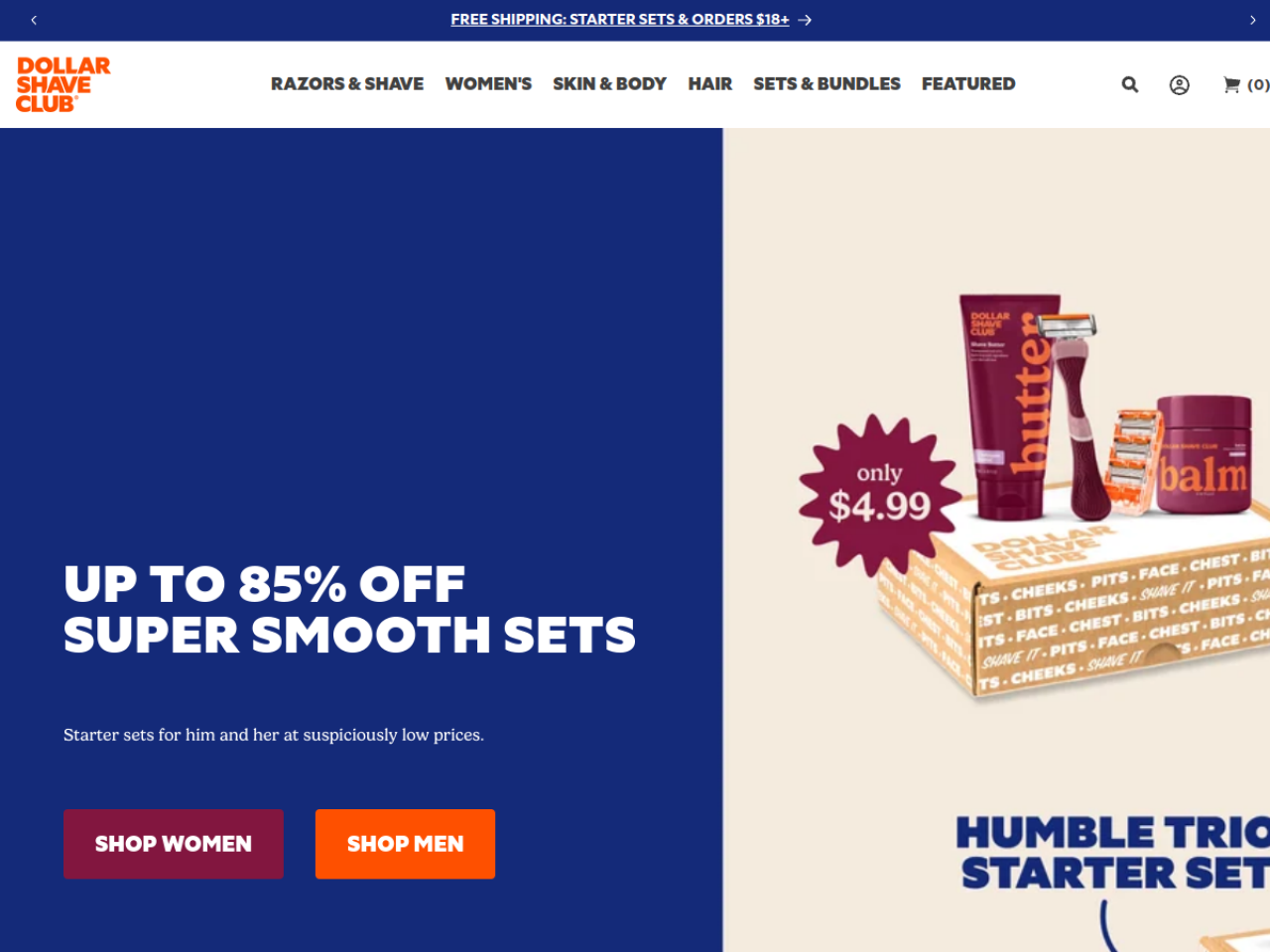 Dollar Shave Club 웹사이트 스크린샷