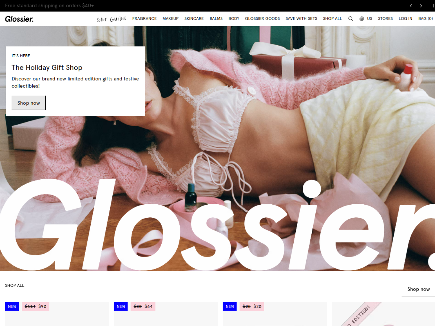Glossier 웹사이트 스크린샷