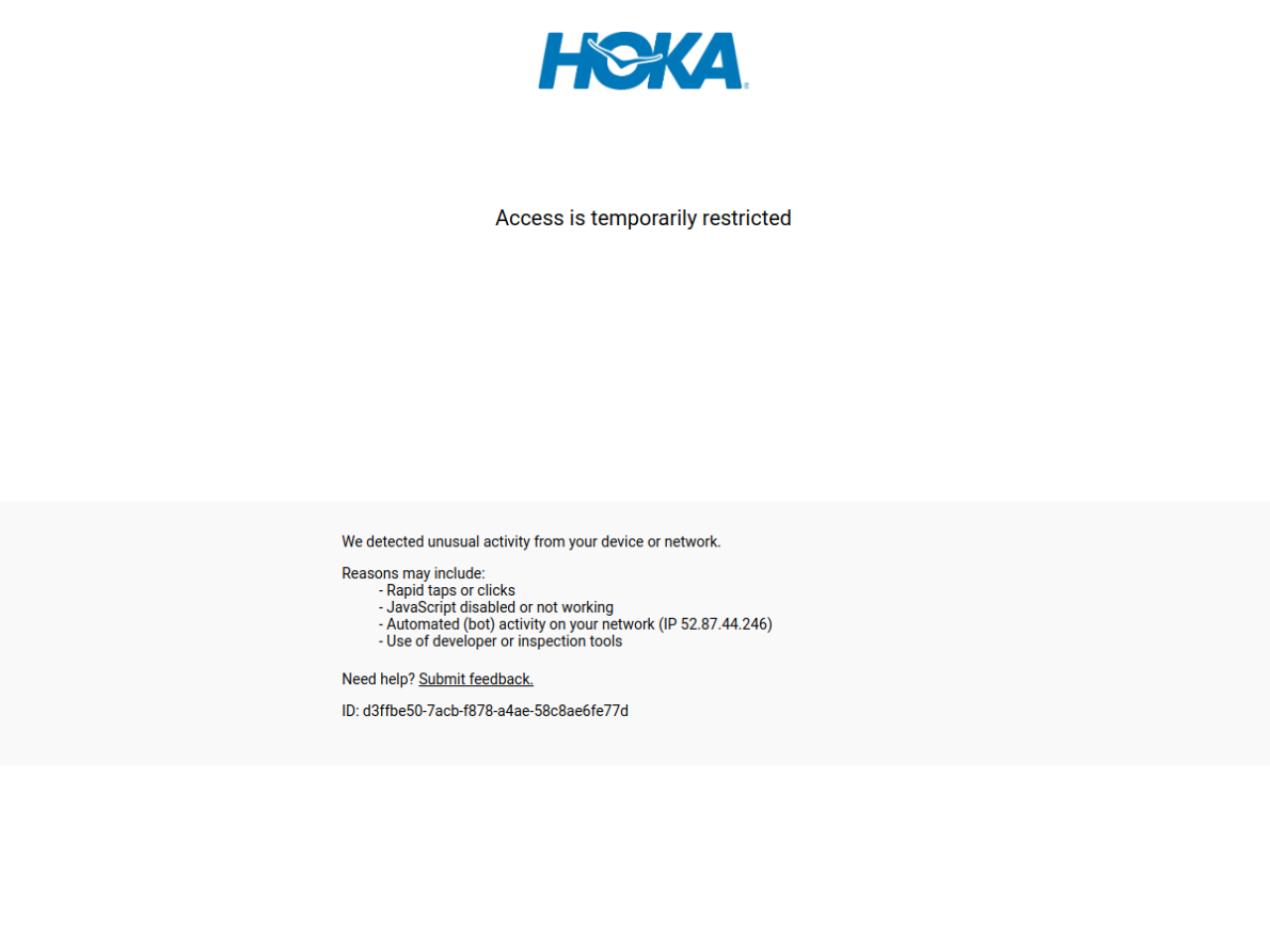 HOKA 웹사이트 스크린샷