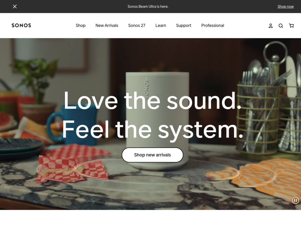 Sonos 웹사이트 스크린샷