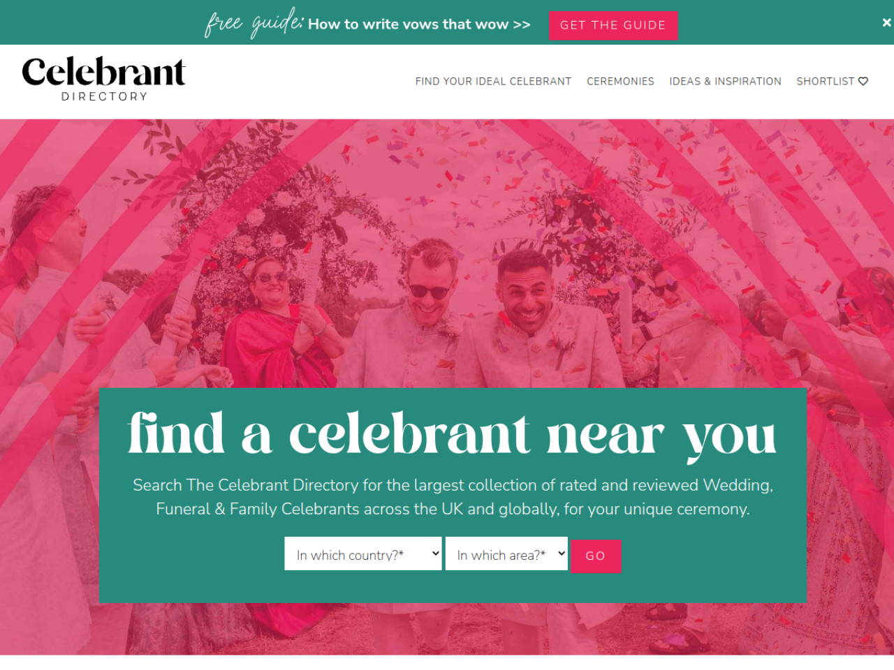 The Celebrant Directory website screenshot