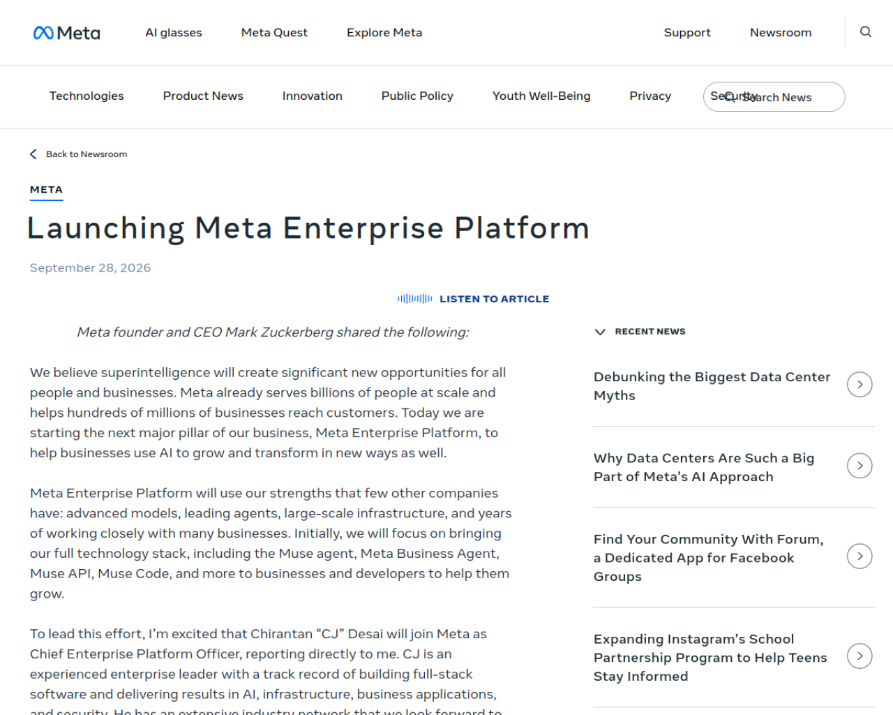 Meta Enterprise Platform