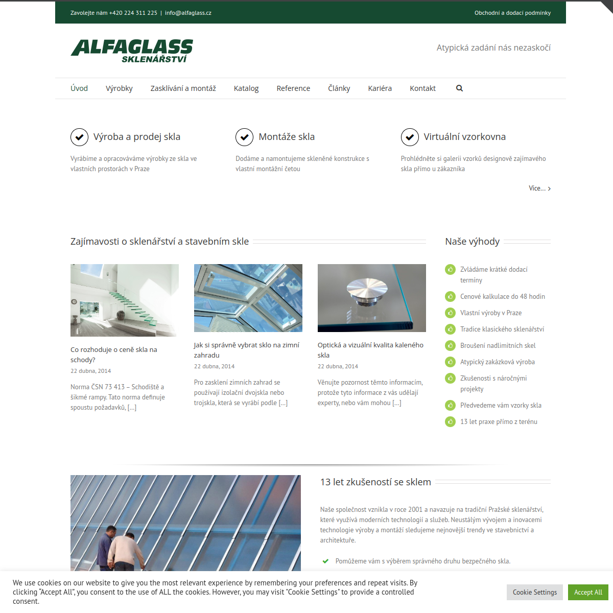 Sklenářství Alfaglass, s.r.o. website