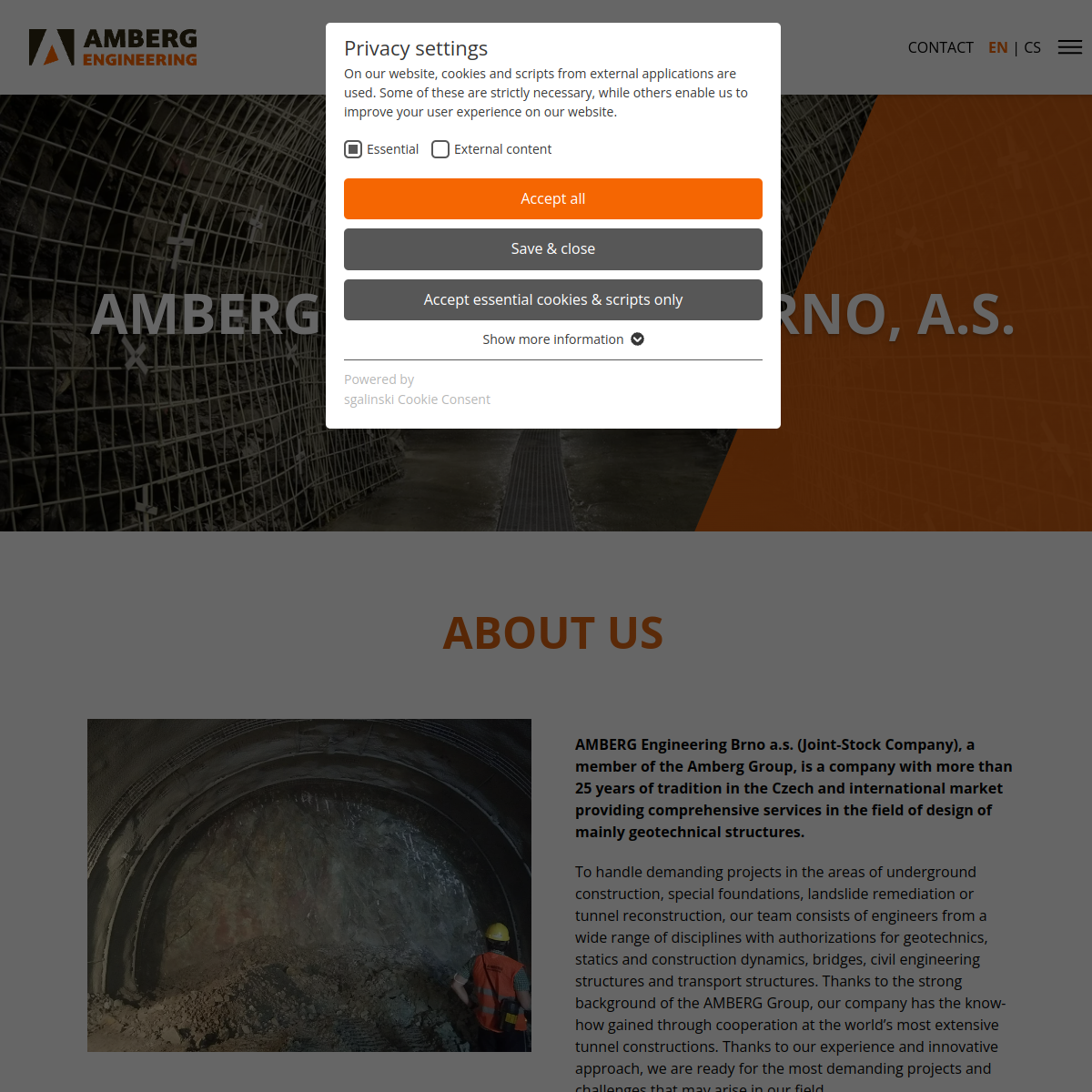 AMBERG Engineering Brno, a.s. website