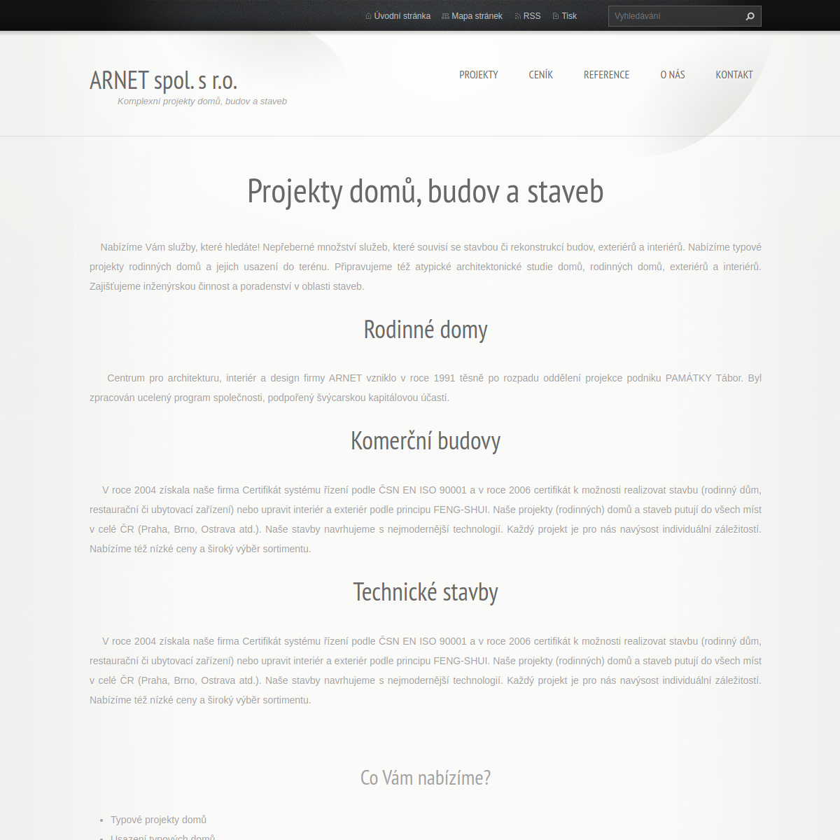 ARNET, spol. s r.o. website