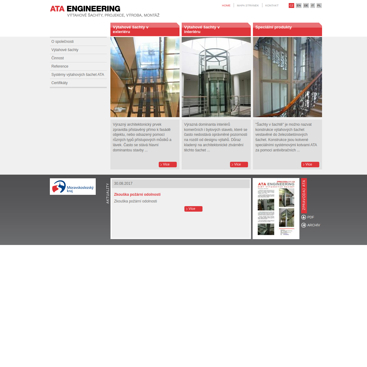 Ata engineering CZ, s.r.o. website