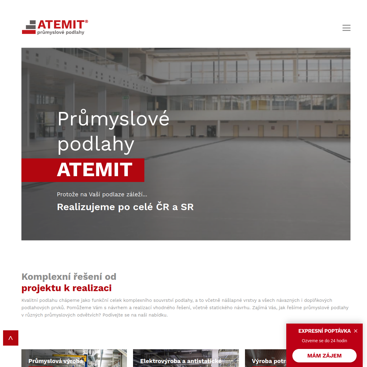 ATEMIT - průmyslové podlahy website