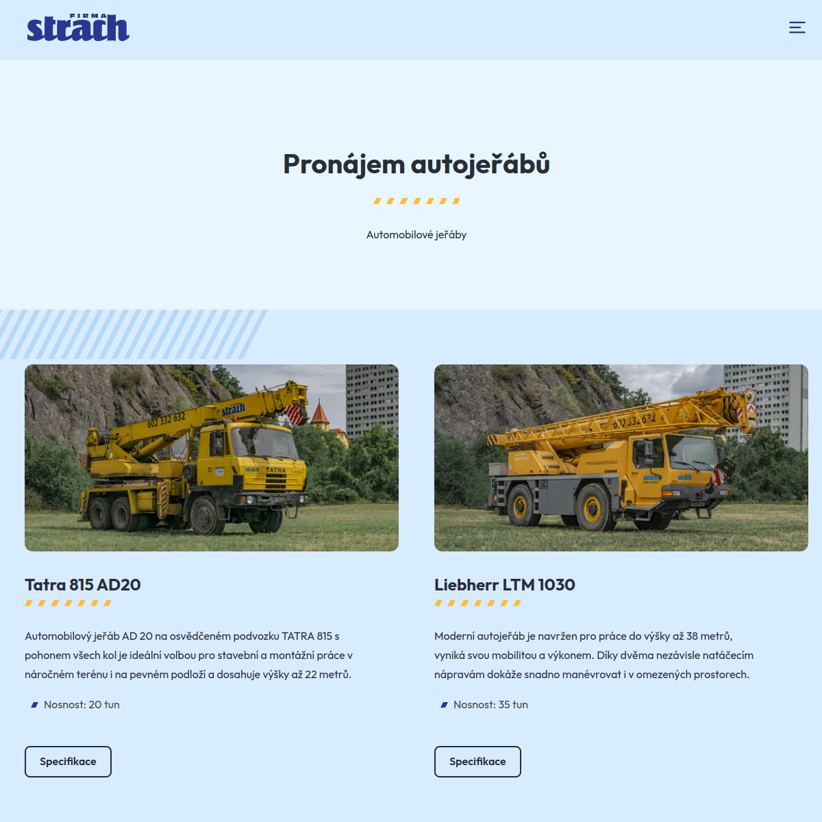 Autojeřáby René Valut website