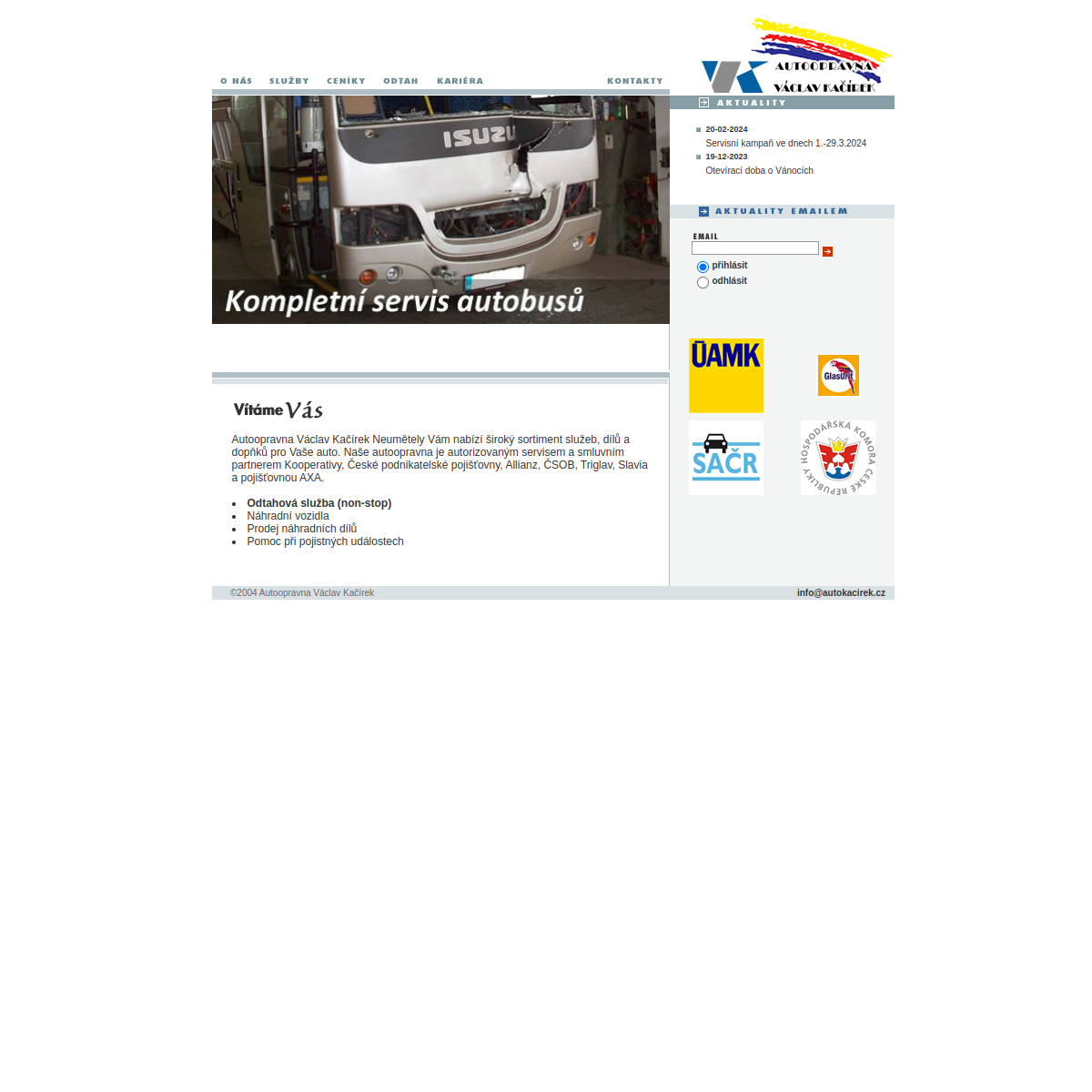 Autoopravna Václav Kačírek website