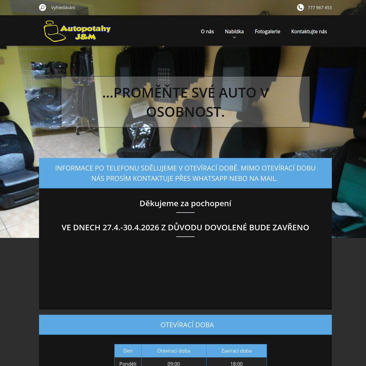 Autopotahy J&M website